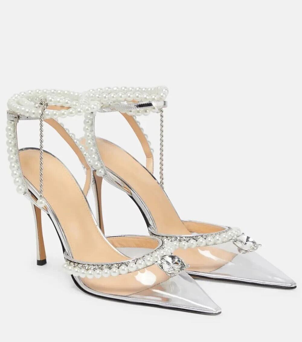 MACH & MACH Diamond of Elizabeth Heels Women's 38.5 Silver High Pearl Heels S20